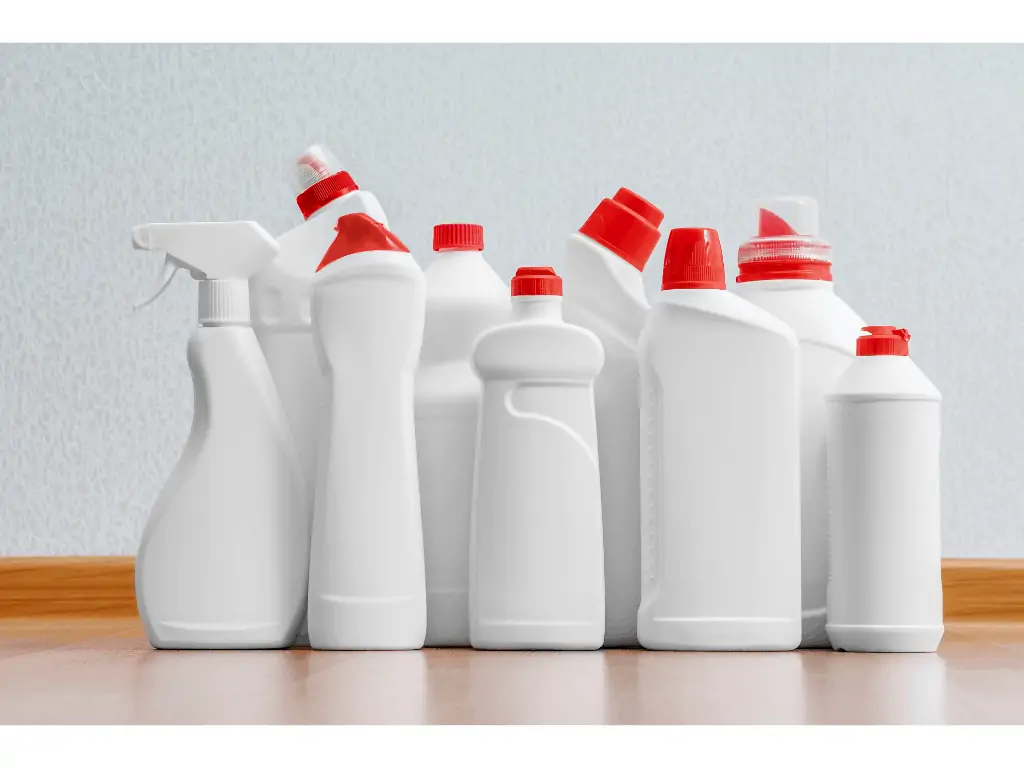images of several bottles of cleaning products no names showing